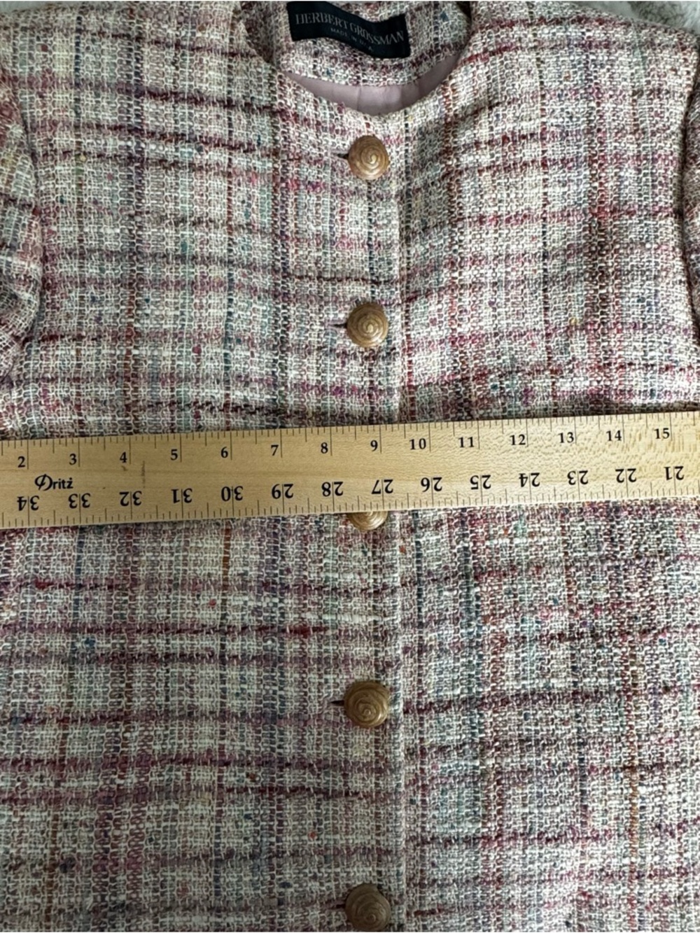 Classic Pink Tweed Button-Front Jacket - Picture 4 of 5